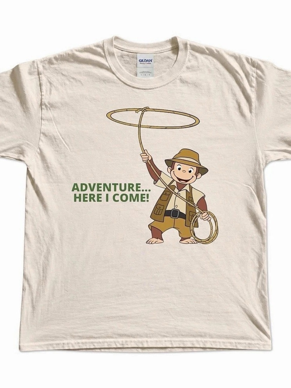 Curious Cowboy “Adventure, Here I Come” Graphic Tee - Vintage Cartoon Shirt